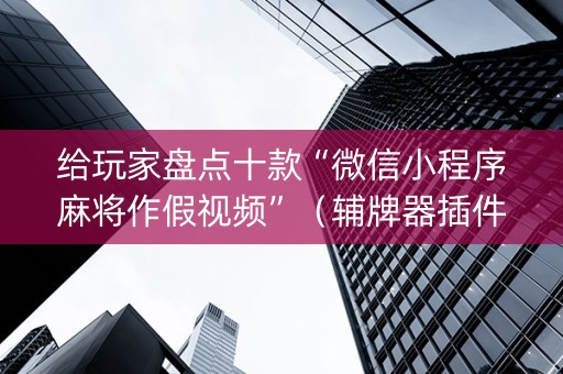 给玩家盘点十款“微信小程序麻将作假视频”（辅牌器插件购买)