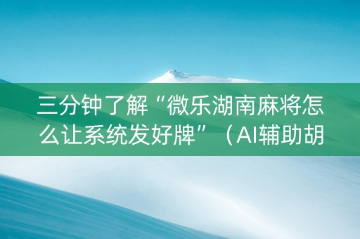 三分钟了解“微乐湖南麻将怎么让系统发好牌”（AI辅助胡牌规则)