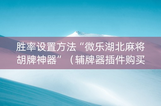胜率设置方法“微乐湖北麻将胡牌神器”（辅牌器插件购买)