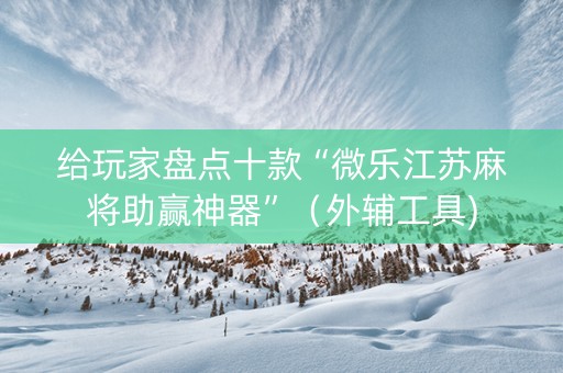 给玩家盘点十款“微乐江苏麻将助赢神器”（外辅工具)