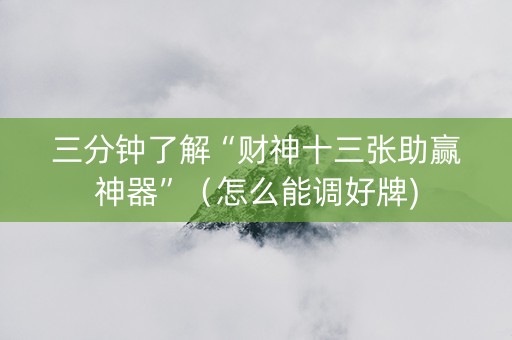 三分钟了解“财神十三张助赢神器”（怎么能调好牌)