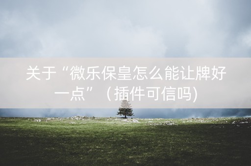 关于“微乐保皇怎么能让牌好一点”（插件可信吗)