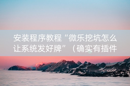 安装程序教程“微乐挖坑怎么让系统发好牌”（确实有插件吗)