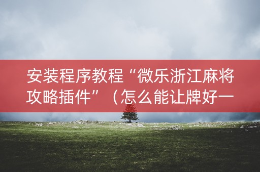 安装程序教程“微乐浙江麻将攻略插件”（怎么能让牌好一点)