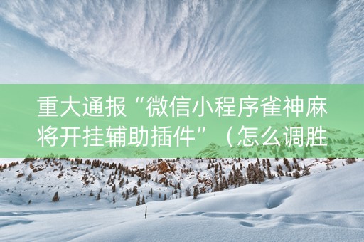重大通报“微信小程序雀神麻将开挂辅助插件”（怎么调胜率)