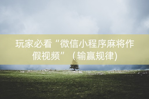 玩家必看“微信小程序麻将作假视频”（输赢规律)