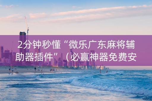 2分钟秒懂“微乐广东麻将辅助器插件”（必赢神器免费安装)