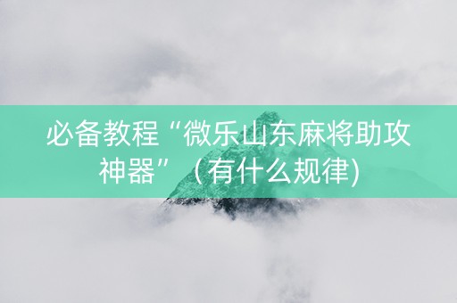 必备教程“微乐山东麻将助攻神器”（有什么规律)