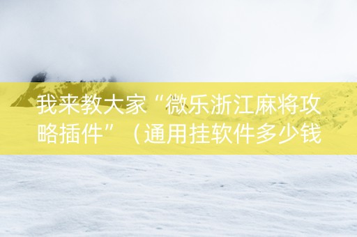 我来教大家“微乐浙江麻将攻略插件”（通用挂软件多少钱)