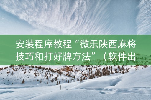安装程序教程“微乐陕西麻将技巧和打好牌方法”（软件出售)