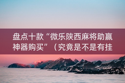 盘点十款“微乐陕西麻将助赢神器购买”（究竟是不是有挂)