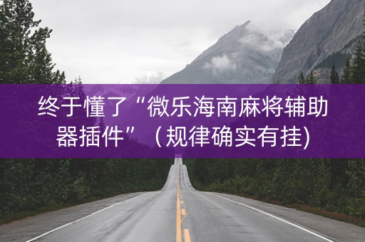 终于懂了“微乐海南麻将辅助器插件”（规律确实有挂)