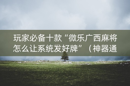 玩家必备十款“微乐广西麻将怎么让系统发好牌”（神器通用版)