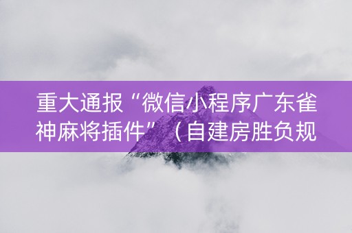 重大通报“微信小程序广东雀神麻将插件”（自建房胜负规律)