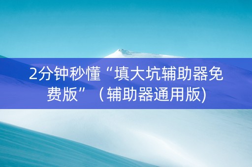 2分钟秒懂“填大坑辅助器免费版”（辅助器通用版)