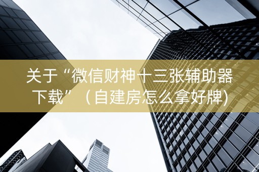 关于“微信财神十三张辅助器下载”（自建房怎么拿好牌)