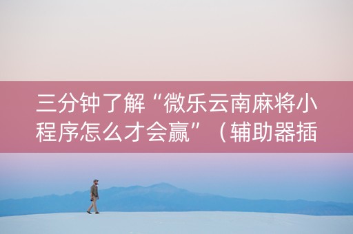 三分钟了解“微乐云南麻将小程序怎么才会赢”（辅助器插件)