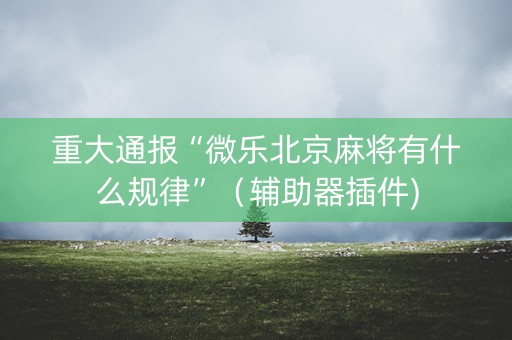 重大通报“微乐北京麻将有什么规律”（辅助器插件)