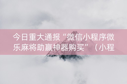 今日重大通报“微信小程序微乐麻将助赢神器购买”（小程序怎么才会赢)