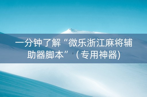 一分钟了解“微乐浙江麻将辅助器脚本”（专用神器)
