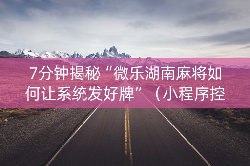 7分钟揭秘“微乐湖南麻将如何让系统发好牌”（小程序控牌器)