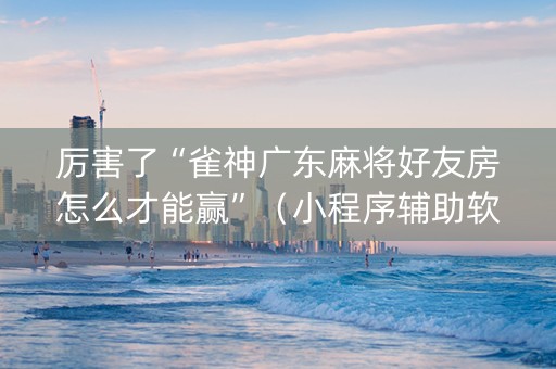 厉害了“雀神广东麻将好友房怎么才能赢”（小程序辅助软件)