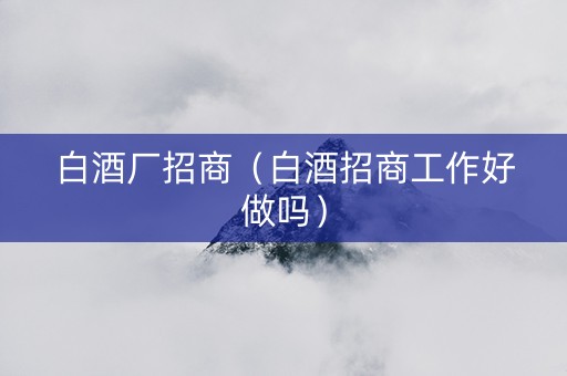 白酒厂招商（白酒招商工作好做吗）