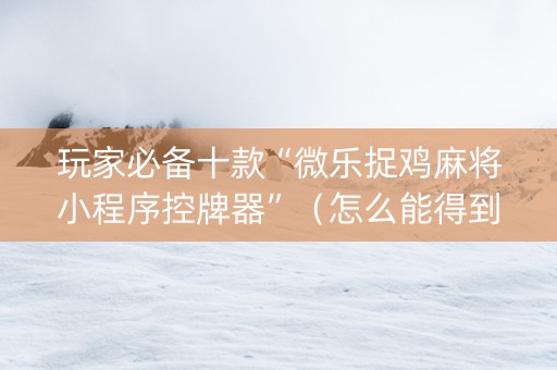玩家必备十款“微乐捉鸡麻将小程序控牌器”（怎么能得到好牌)