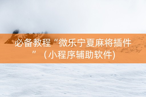 必备教程“微乐宁夏麻将插件”（小程序辅助软件)