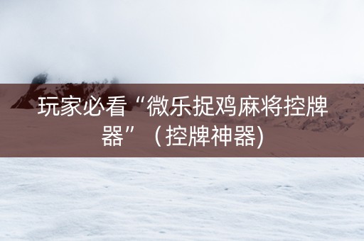 玩家必看“微乐捉鸡麻将控牌器”（控牌神器)