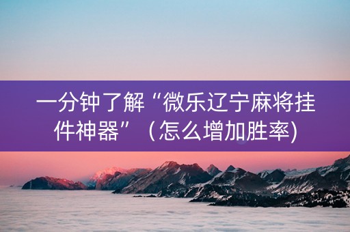 一分钟了解“微乐辽宁麻将挂件神器”（怎么增加胜率)