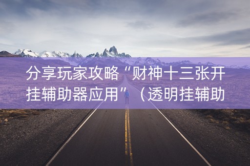 分享玩家攻略“财神十三张开挂辅助器应用”（透明挂辅助器)