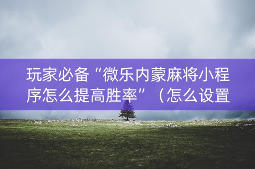 玩家必备“微乐内蒙麻将小程序怎么提高胜率”（怎么设置才能赢)