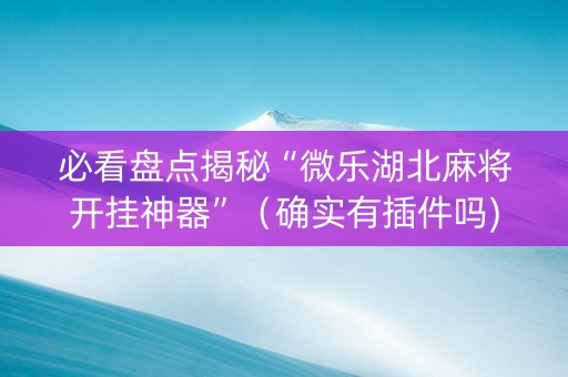 必看盘点揭秘“微乐湖北麻将开挂神器”（确实有插件吗)