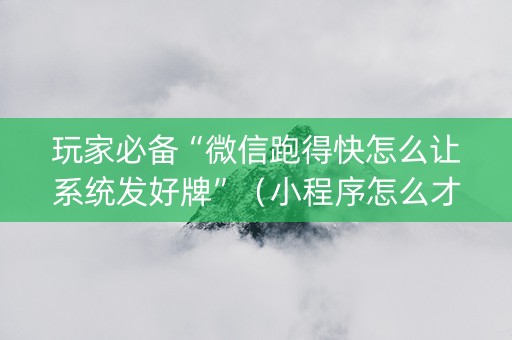 玩家必备“微信跑得快怎么让系统发好牌”（小程序怎么才会赢)