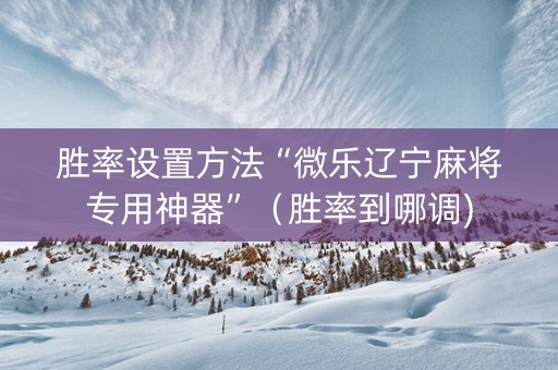 胜率设置方法“微乐辽宁麻将专用神器”（胜率到哪调)
