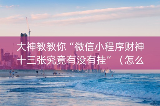 大神教教你“微信小程序财神十三张究竟有没有挂”（怎么提高胜率)