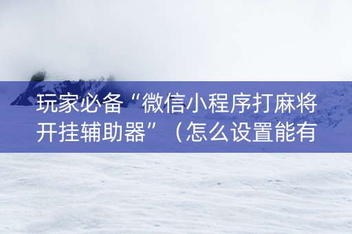 玩家必备“微信小程序打麻将开挂辅助器”（怎么设置能有好牌)