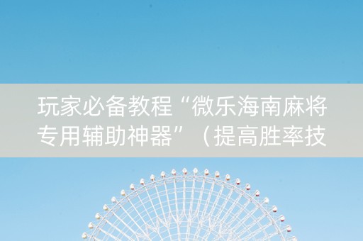 玩家必备教程“微乐海南麻将专用辅助神器”（提高胜率技巧)