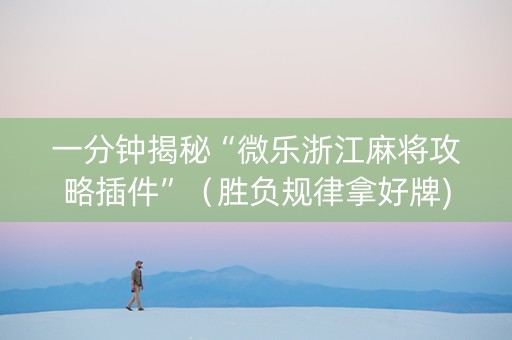 一分钟揭秘“微乐浙江麻将攻略插件”（胜负规律拿好牌)