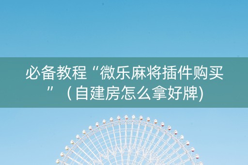 必备教程“微乐麻将插件购买”（自建房怎么拿好牌)