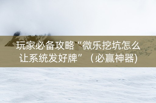 玩家必备攻略“微乐挖坑怎么让系统发好牌”（必赢神器)