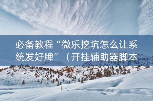 必备教程“微乐挖坑怎么让系统发好牌”（开挂辅助器脚本)