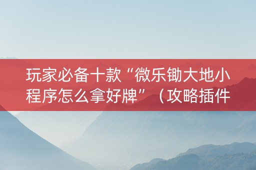 玩家必备十款“微乐锄大地小程序怎么拿好牌”（攻略插件)