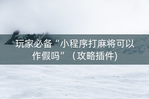 玩家必备“小程序打麻将可以作假吗”（攻略插件)