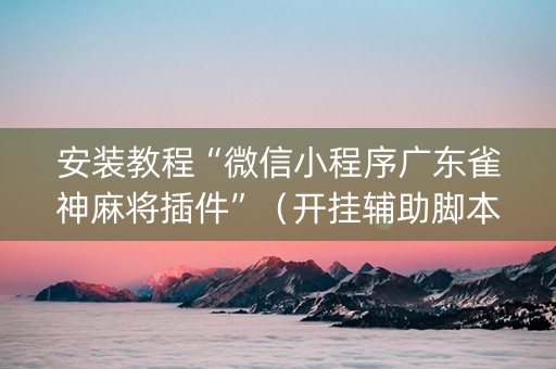 安装教程“微信小程序广东雀神麻将插件”（开挂辅助脚本)