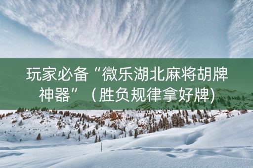 玩家必备“微乐湖北麻将胡牌神器”（胜负规律拿好牌)