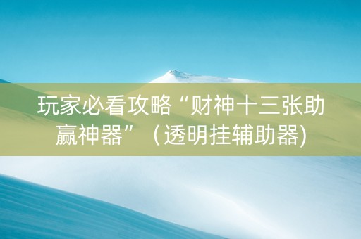 玩家必看攻略“财神十三张助赢神器”（透明挂辅助器)