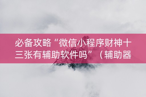 必备攻略“微信小程序财神十三张有辅助软件吗”（辅助器通用版)