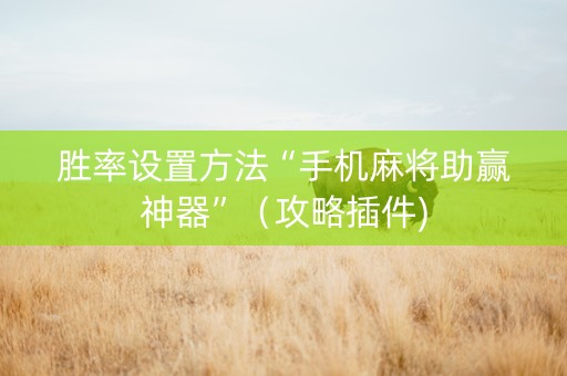 胜率设置方法“手机麻将助赢神器”（攻略插件)